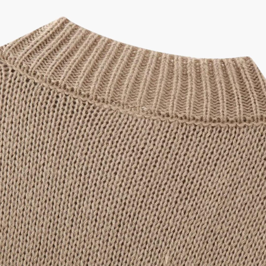 Women's Oversized Knit Cardigan with Button-Up Front and Ribbed Cuffs