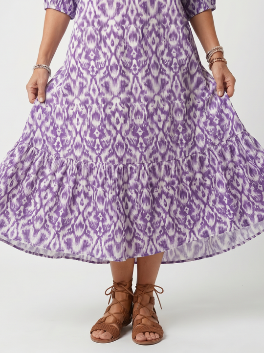 Penelope | Printed Tassel Tie Midi Dress