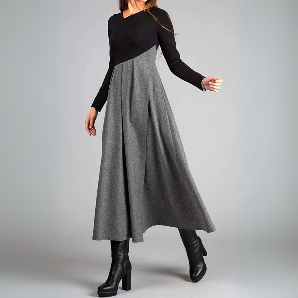 Women's Dress with A-Line Cut and Pleated Skirt