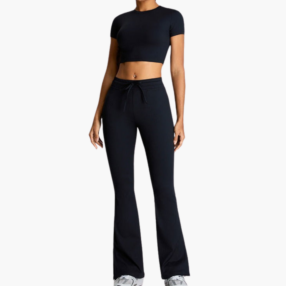 Women’s Activewear Co Ord Set with Sports Bra and Flared Trousers