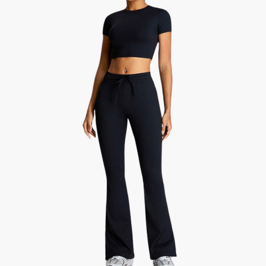 Women’s Activewear Co Ord Set with Sports Bra and Flared Trousers