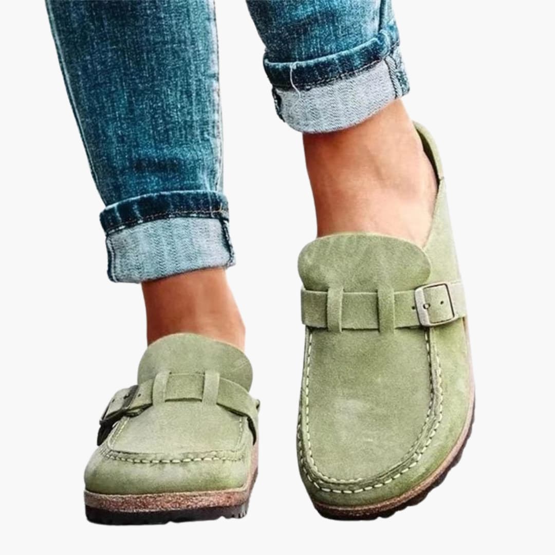 Women’s Slip-On Loafers with Strap and Buckle