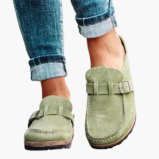 Women’s Slip-On Loafers with Strap and Buckle