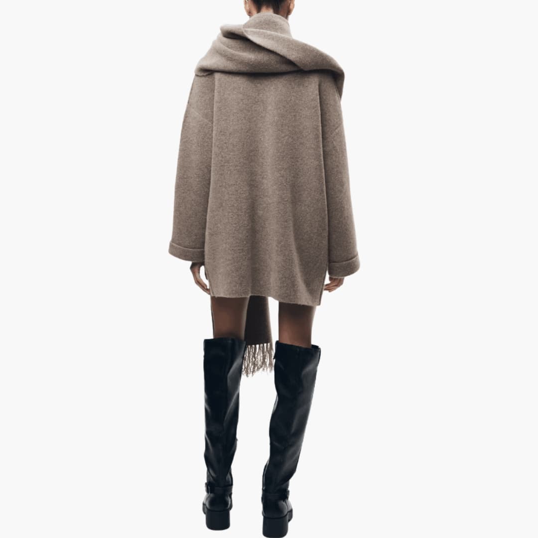 Button-Up Cardigan for Women – Cozy Knit with Matching Scarf - Made by Jessica