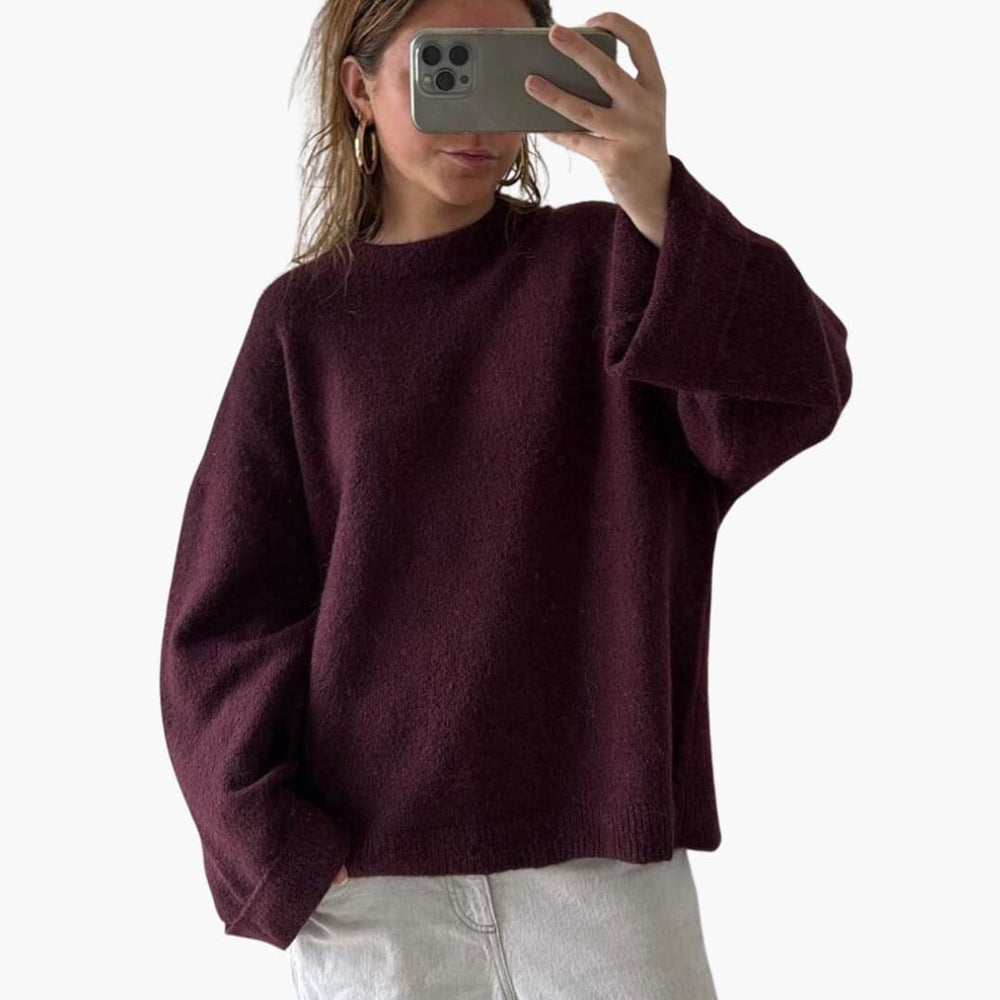 Burgundy Knit Sweater for Women - Cozy & Stylish Comfort - Made by Jessica