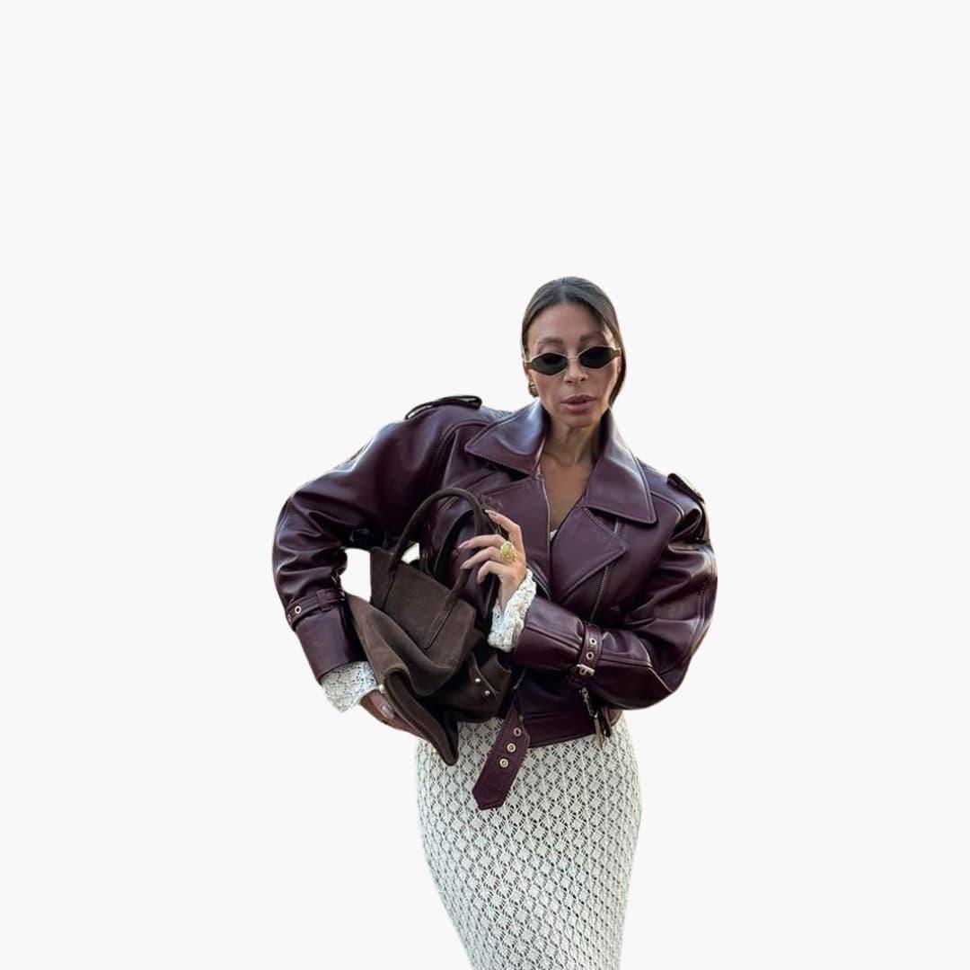 Women’s Cropped Coat with Shaped Silhouette and Long Sleeves