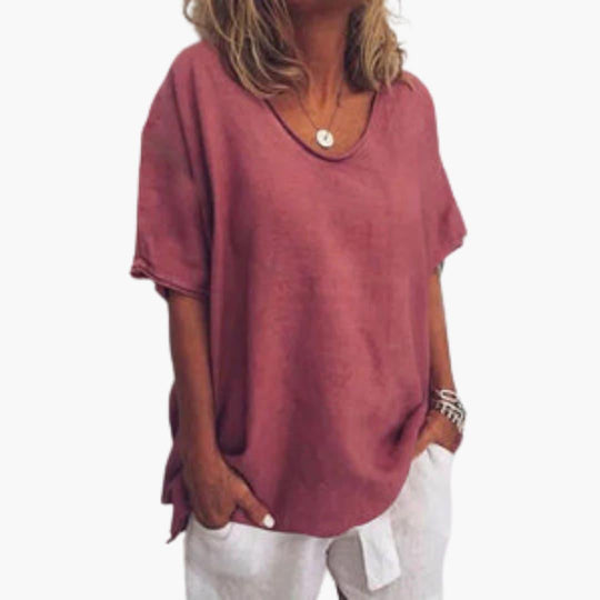 Women's Chiffon Blouse with Long Sleeves and Relaxed Fit