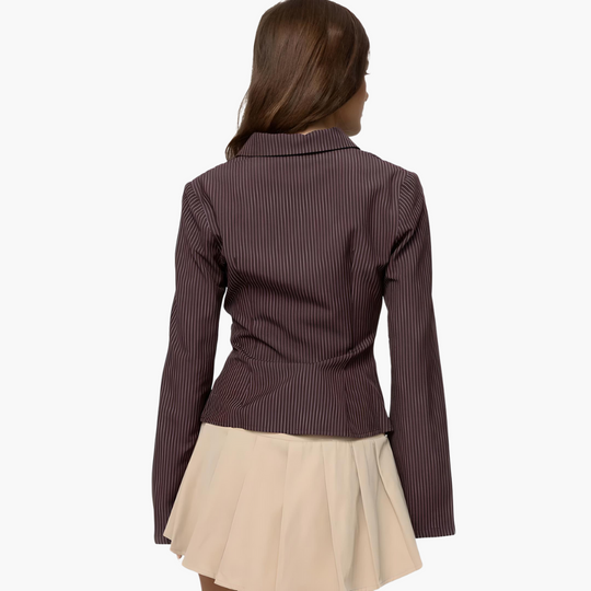 Women’s Blouse with Long Sleeves and Vertical Stripes