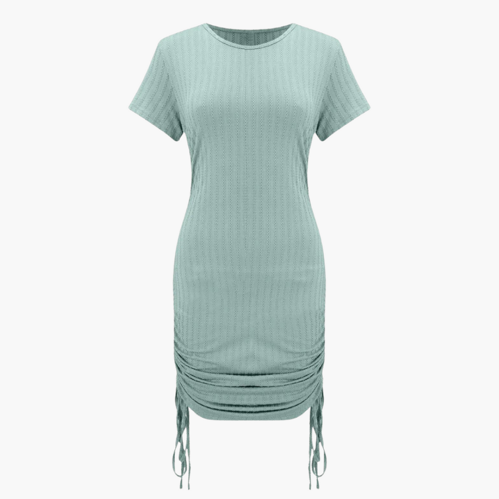 Women’s Chic Summer Dress with Fitted Waist and Ruched Sides