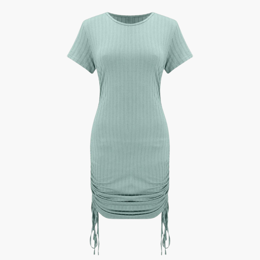 Women’s Chic Summer Dress with Fitted Waist and Ruched Sides