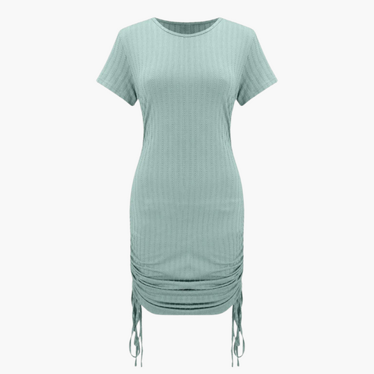 Women’s Chic Summer Dress with Fitted Waist and Ruched Sides