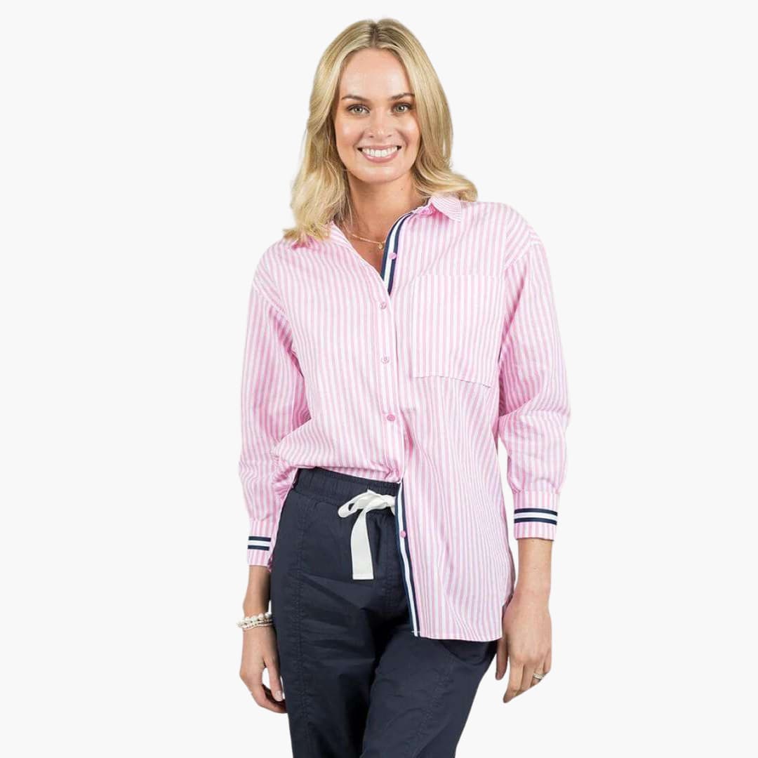 Women's Shirt with Button-Down Front and Stripe Pattern