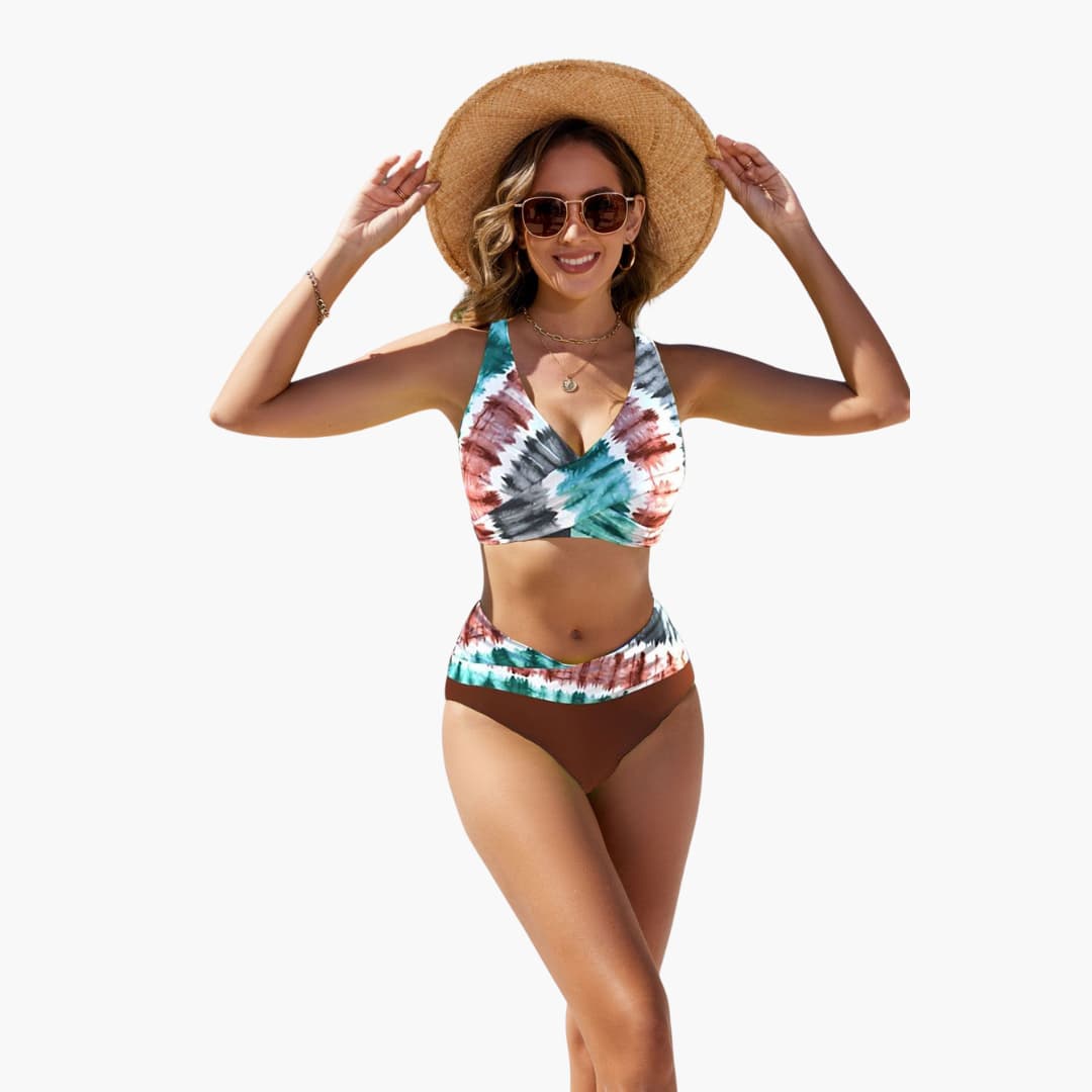 Women’s Bikini Set with Crossover Top and Adjustable Straps