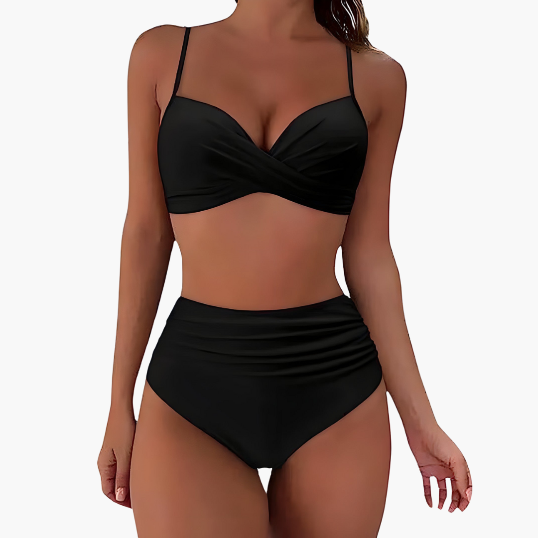 Women’s Bikini Set with Triangle Top and High-Waisted Bottoms