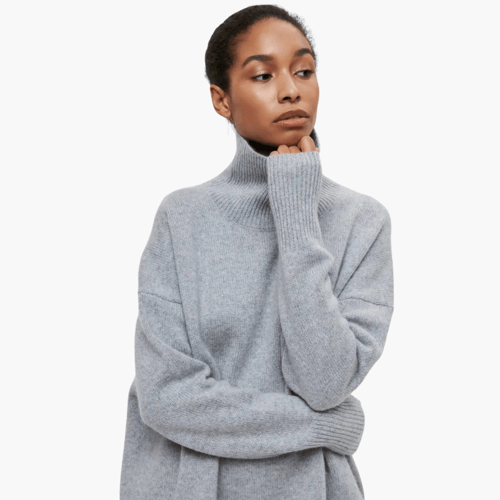 Women's Ribbed Turtleneck Jumper with Long Sleeves and Fitted Silhouette