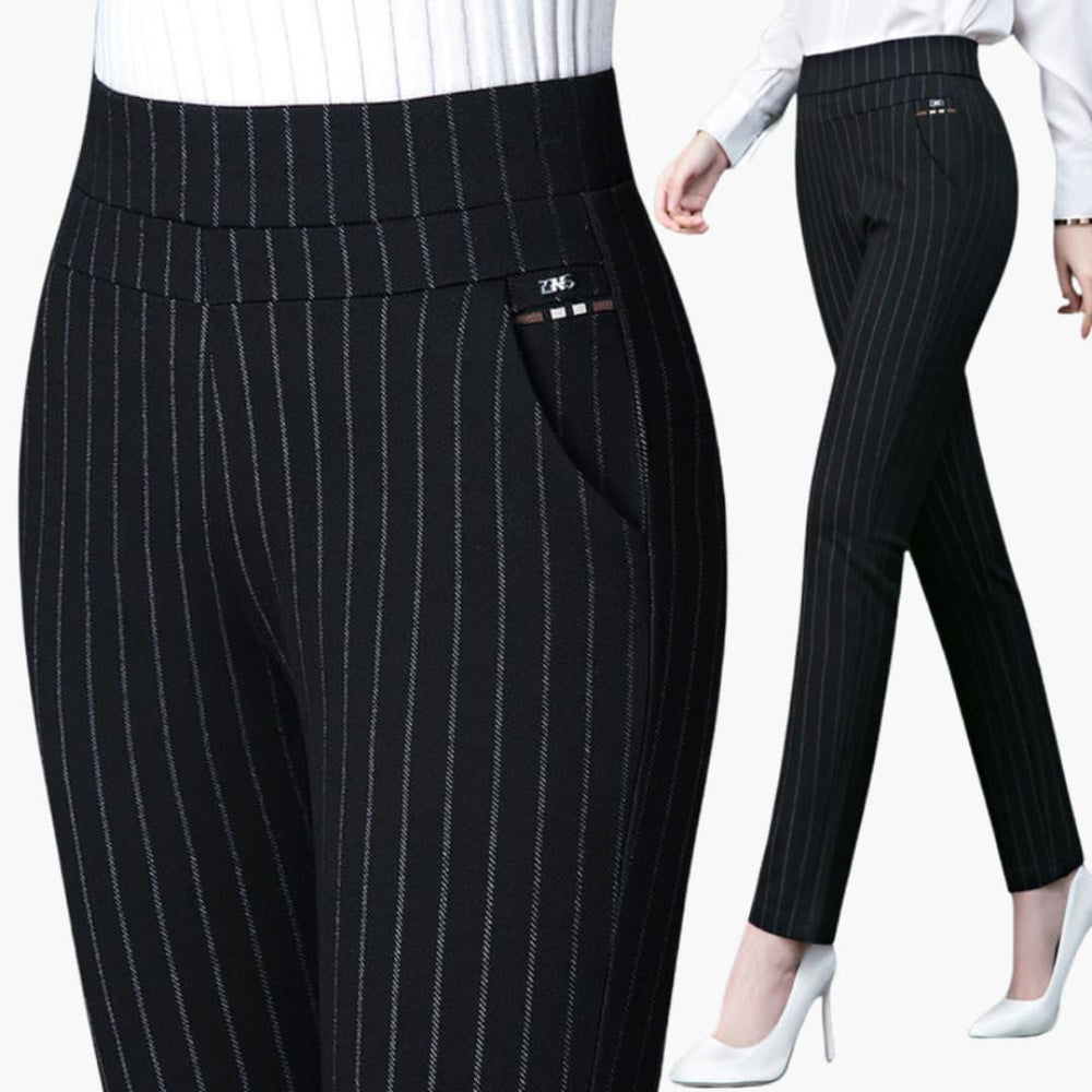 Women's High-Waisted Trousers with Slim Fit and Full Length