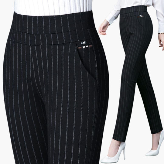 Women's High-Waisted Trousers with Slim Fit and Full Length