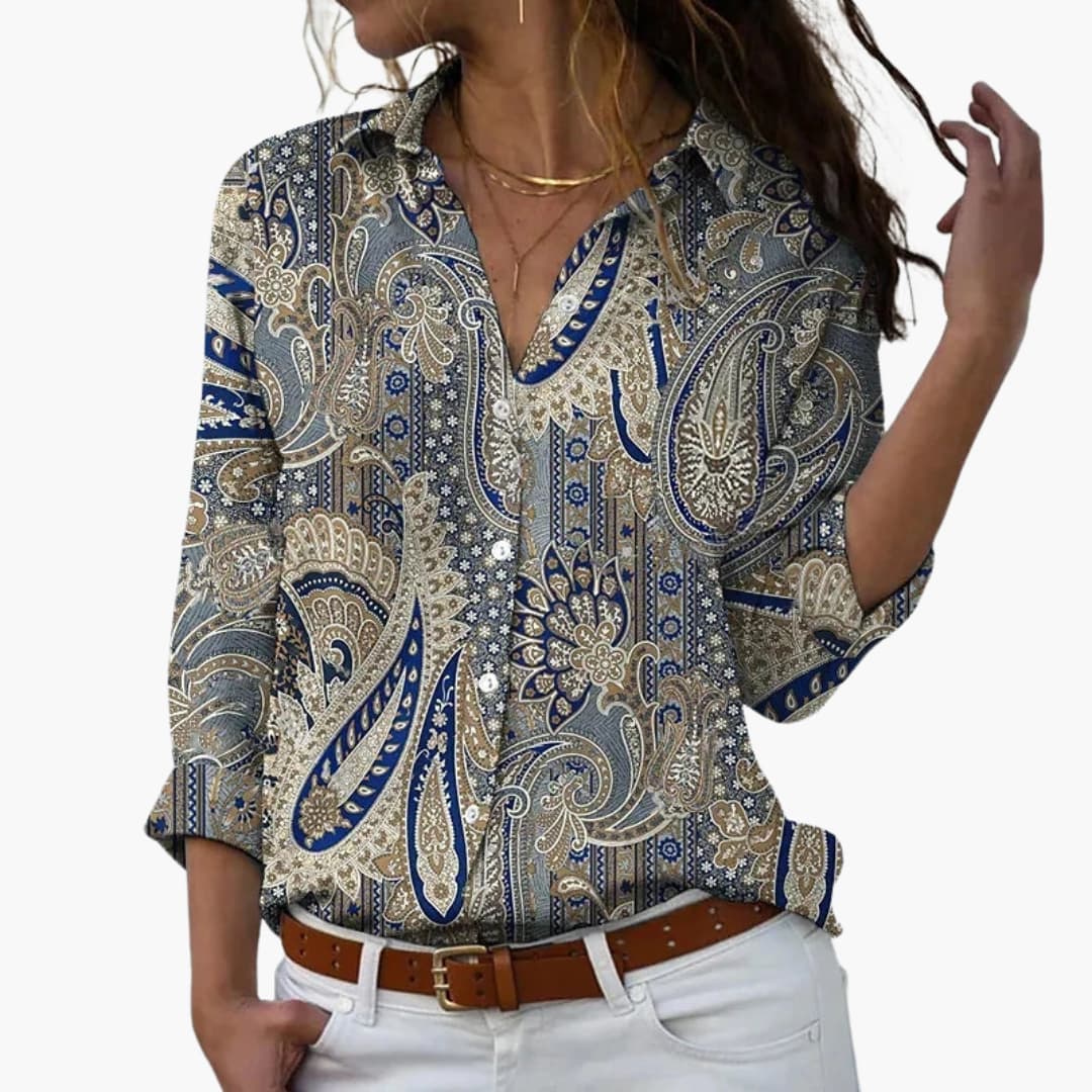 Women’s Shirt with Button Fastening and Printed Design