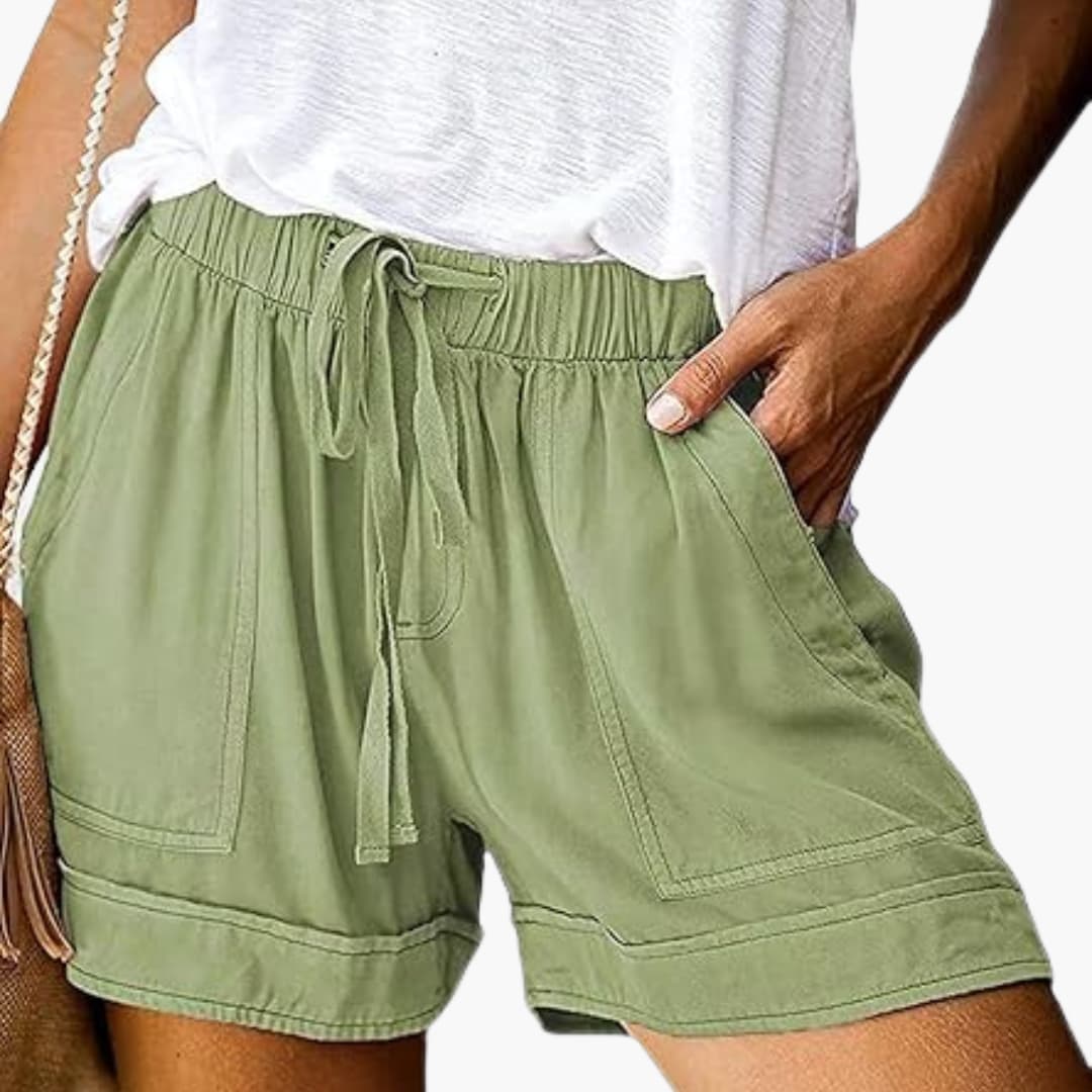 Women's Casual Summer Shorts with Elastic Waistband and Drawstring
