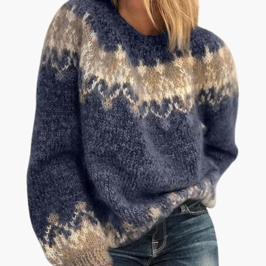 Women's Jumper with Nordic Pattern and Relaxed Fit