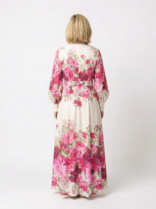 Kennedy | Long Sleeve Floral Belted Maxi Dress