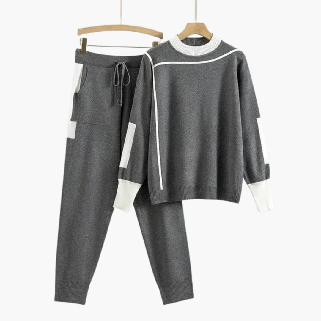 Modern Contrast Trim Knit Set