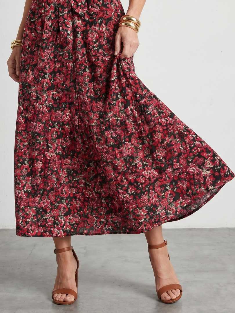 Anise | High Neck Floral Tiered Midi Dress