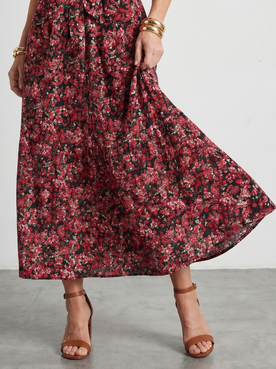 Anise | High Neck Floral Tiered Midi Dress