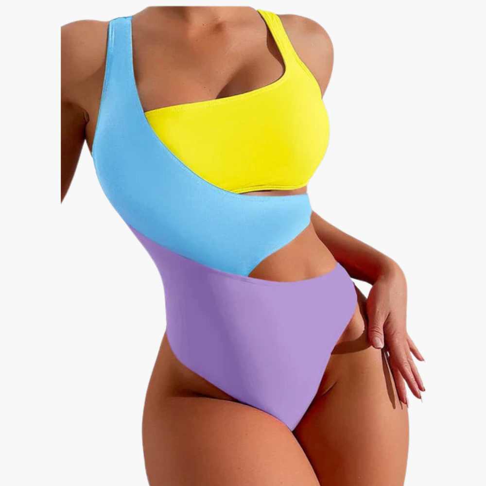 Women’s One-Piece Swimsuit with Asymmetric One-Shoulder Design