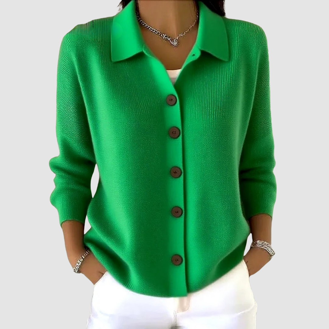 Women's Knit Cardigan with Button-Up Closure and Relaxed Fit