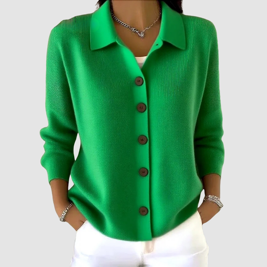 Women's Knit Cardigan with Button-Up Closure and Relaxed Fit
