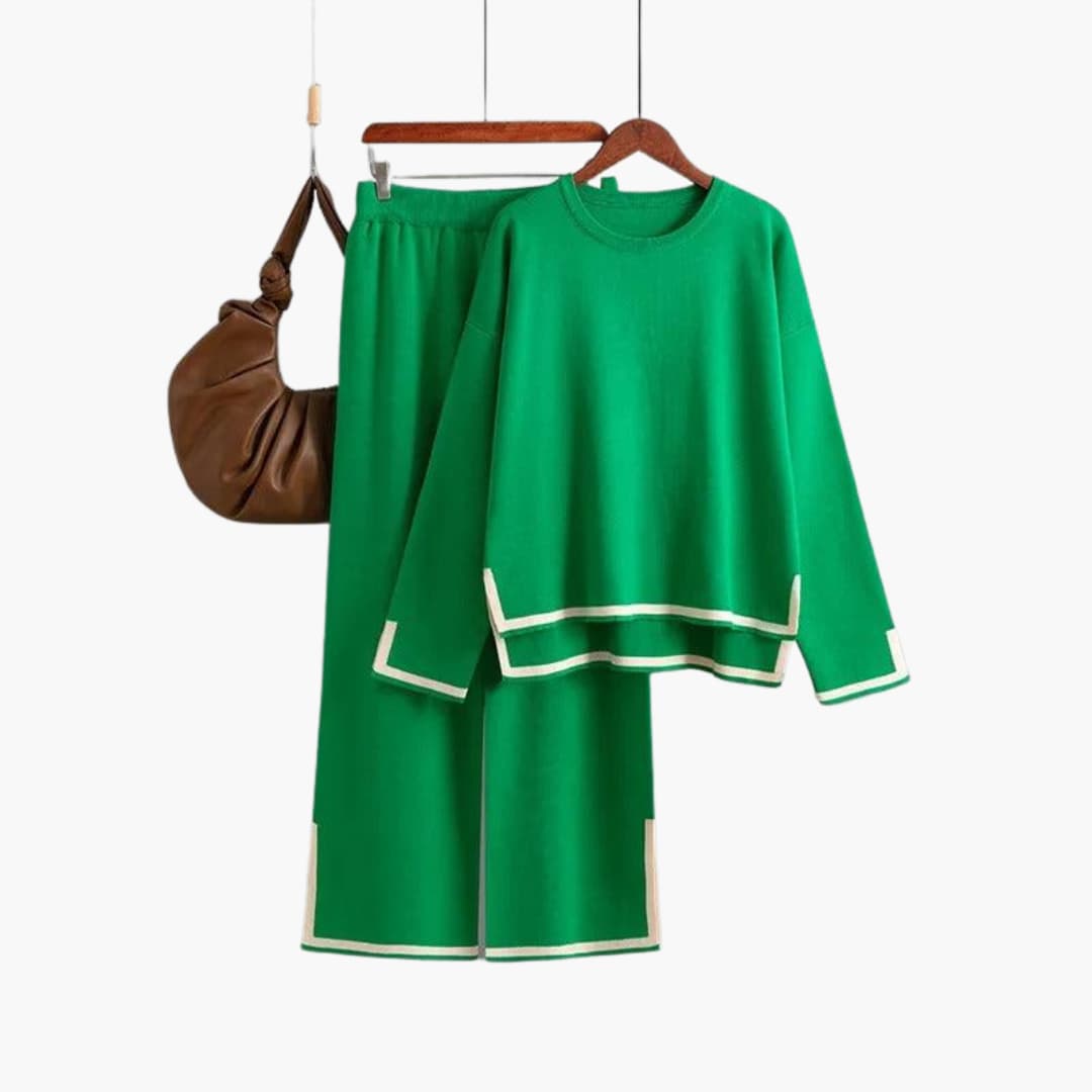 Women’s Two-Piece Set with Long-Sleeve Top and Matching Trousers