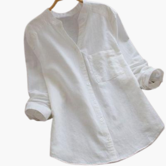 Women's Blouse with Button Front and Stand Collar