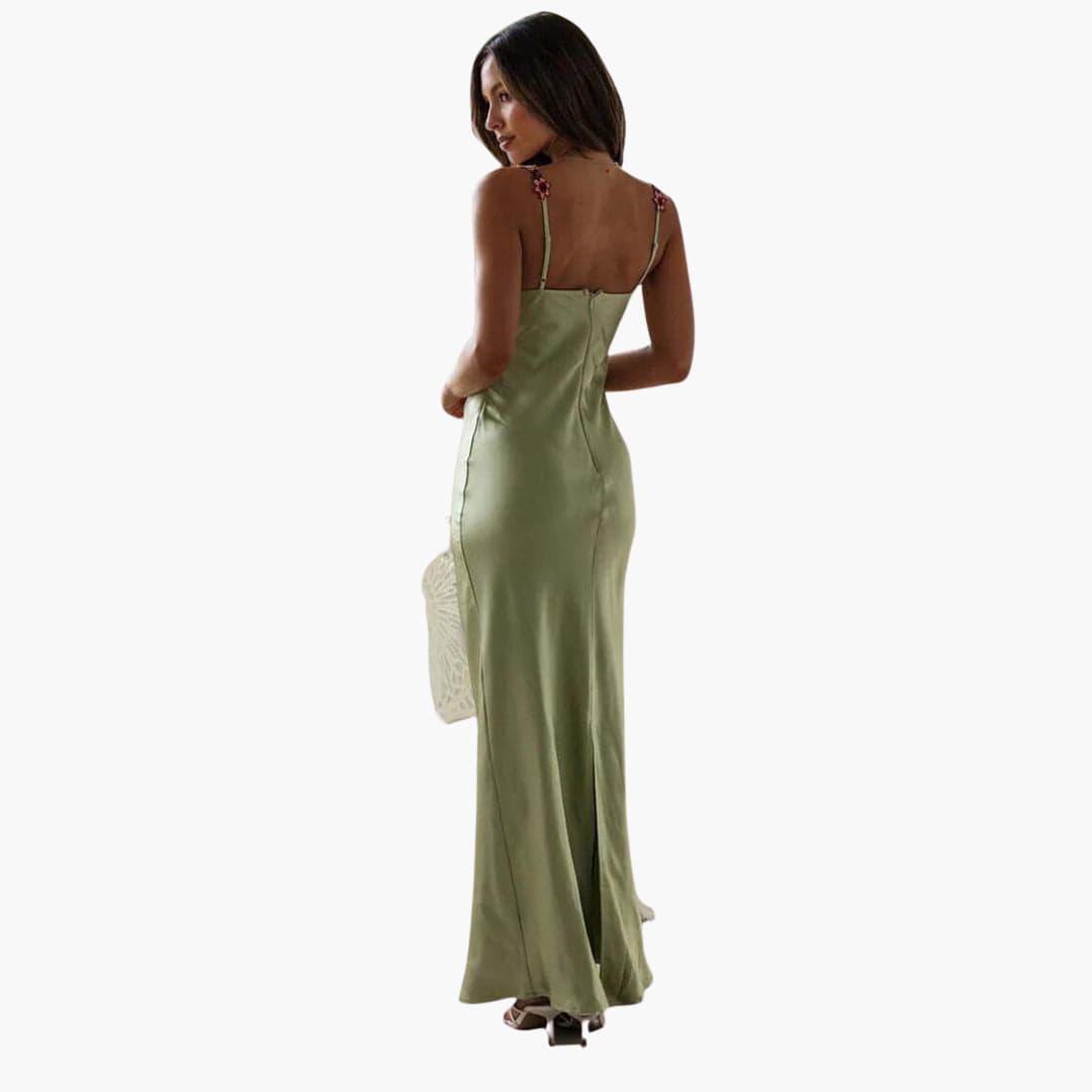 Women’s Embroidered Sleeveless Dress with Spaghetti Straps