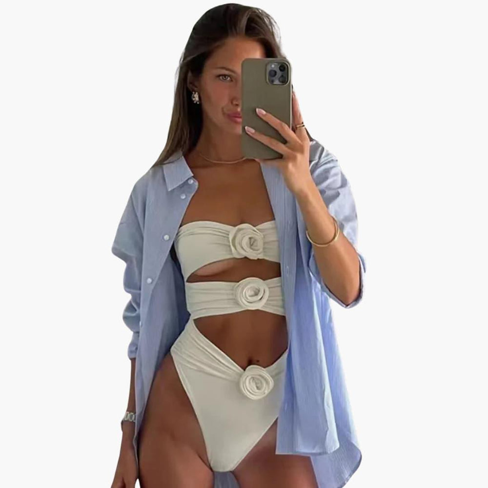 Women’s One-Piece Swimsuit with Cut-Outs and High-Waist Design