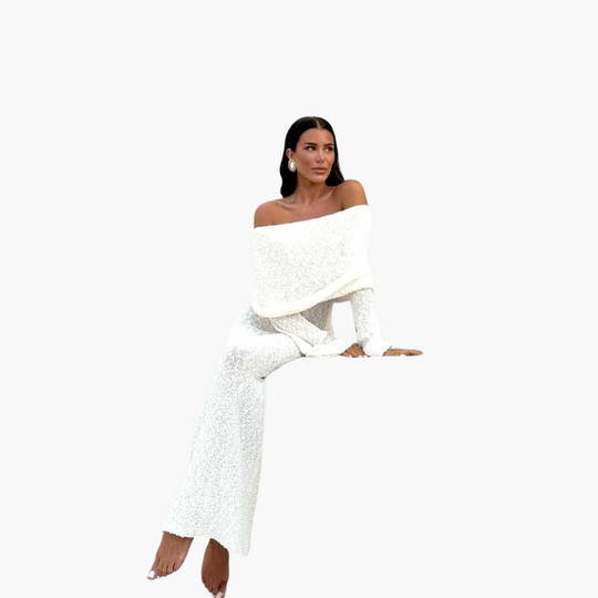 Women’s Off-Shoulder Maxi Dress with Decorative Finish