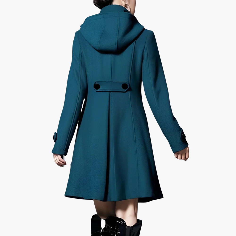 Women’s Hooded Winter Coat with Button Closure and Fit-and-Flare Silhouette