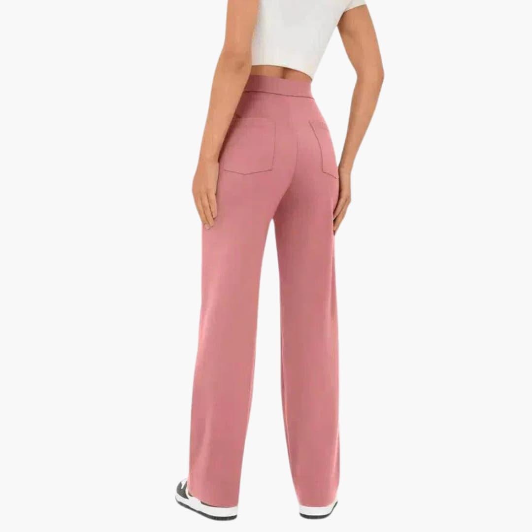 Women's Casual Trousers with Waistband and Front Pockets