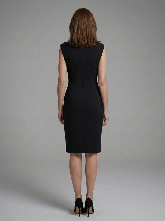 Faelina | Sleeveless Keyhole Ruched Midi Dress