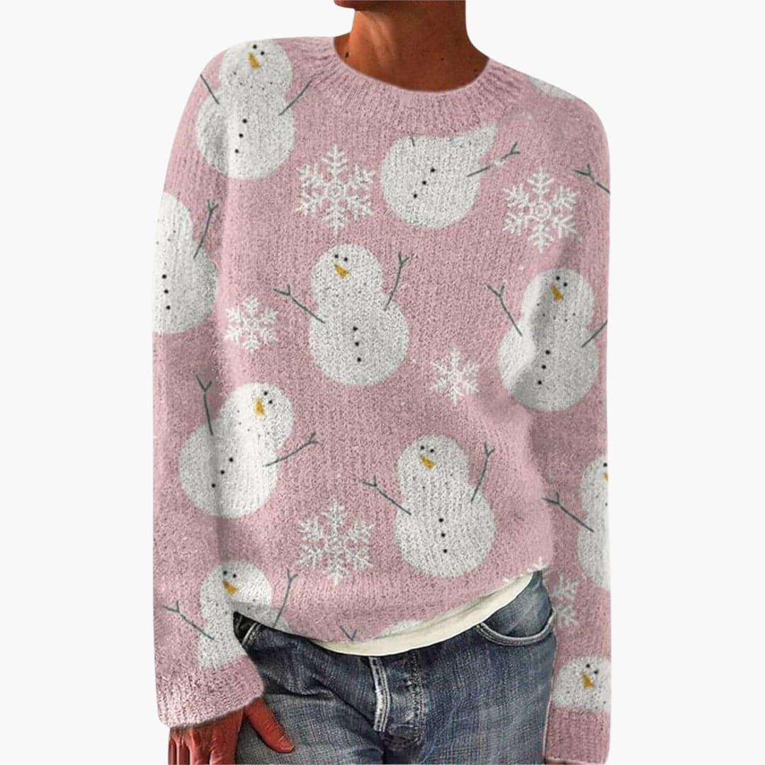 Women's Winter Jumper with Festive Reindeer Pattern