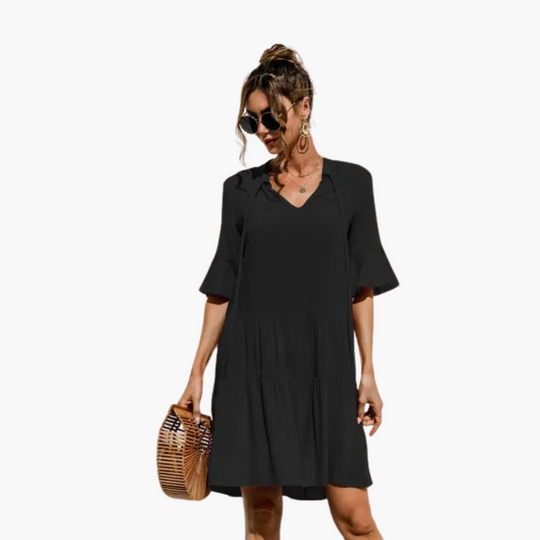 Women’s Mini Dress with Leopard Print and Drop Waist