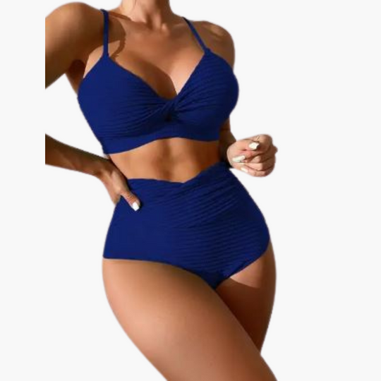 Women’s Bikini Set with High - Waisted Bottoms and Ruched Detailing