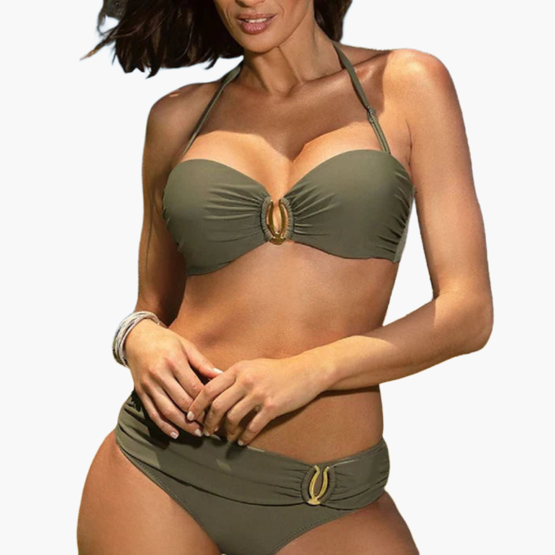 Women’s Bikini Set with Halter Top and High - Waisted Bottoms