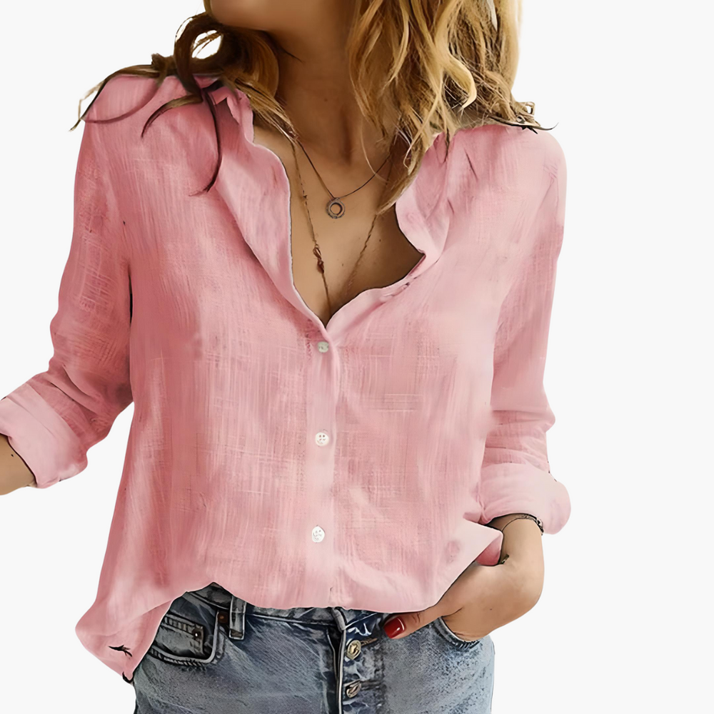 Women’s Shirt with Button Front and Collared Neck