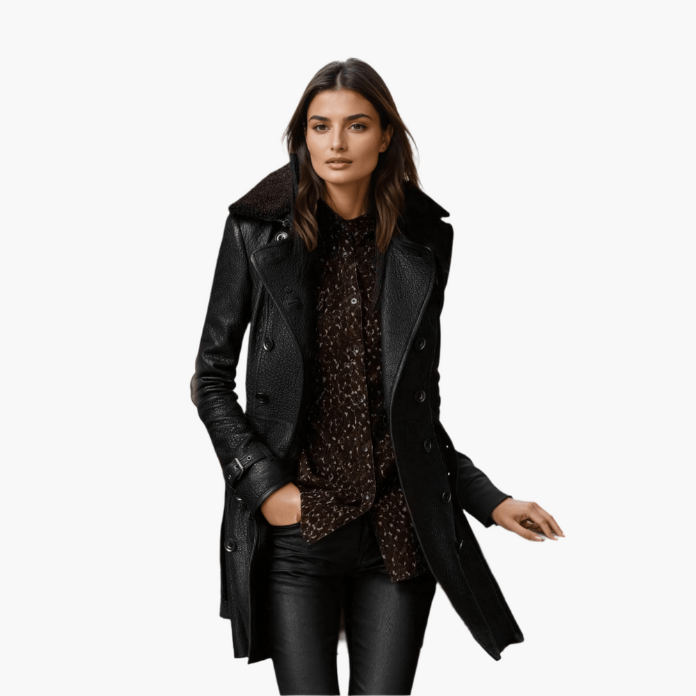 Women’s Double-Breasted Trench Coat with Tailored Long Silhouette