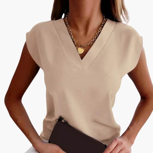 Women’s Blouse with V-Neck and Woven Construction