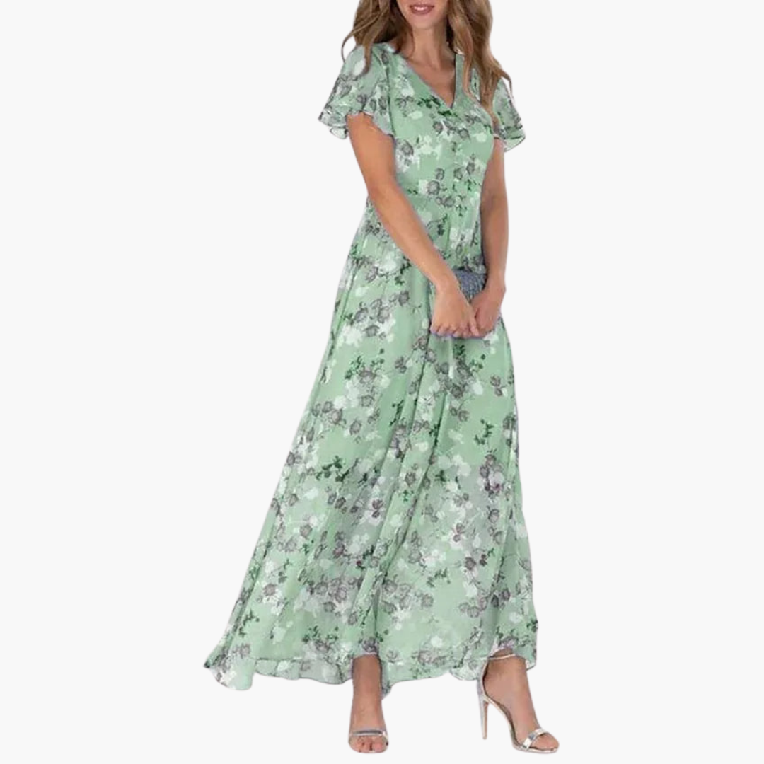 Women’s Midi Dress with Floral Print and Relaxed Silhouette