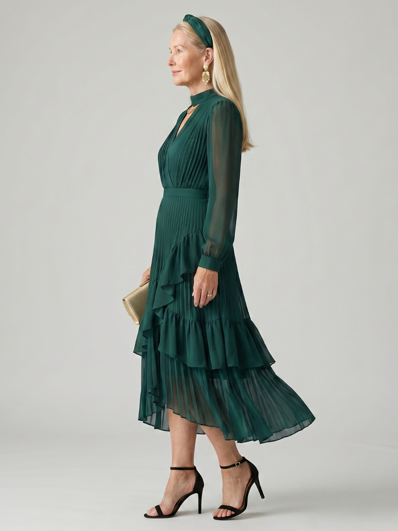 Aris | Fluid Drape Midi Dress