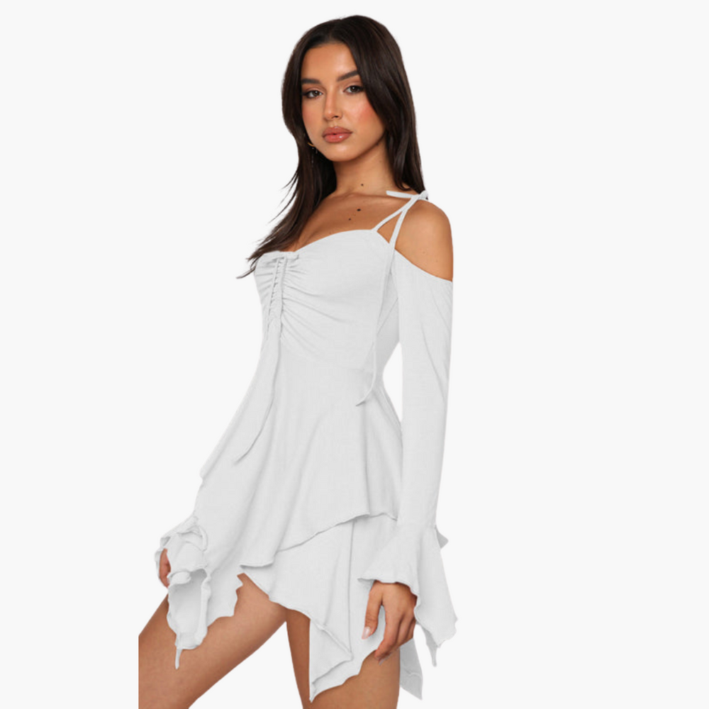 Women’s Mini Dress with Off‑Shoulder and Layered Detail