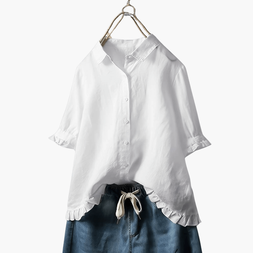 Women’s Blouse with V-Neck and Long Sleeves